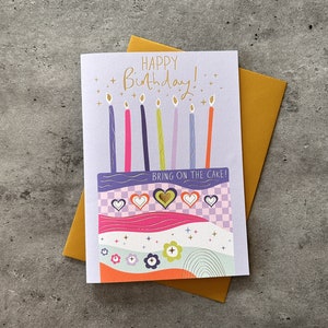 Retro Birthday Cake Greetings Card image 1