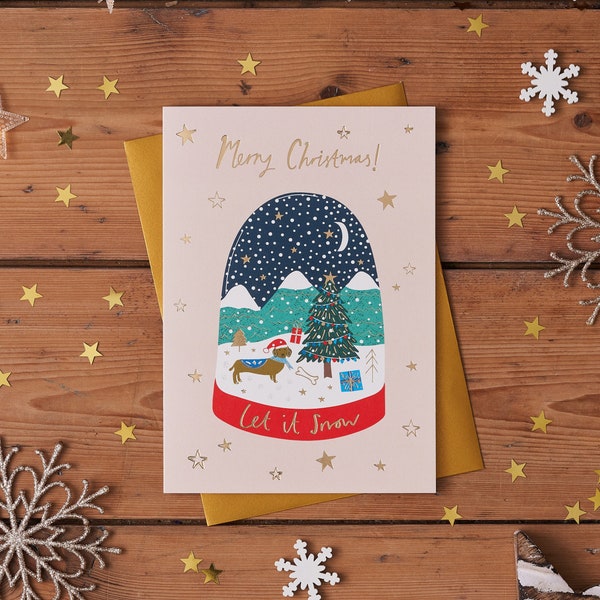 Dachshund in Snow Globe Christmas Card Pack
