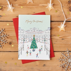 Christmas Card Featuring Ice Skating Scene