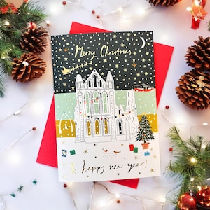 Weiße Weihnachtskarte mit weißer Zeichnung