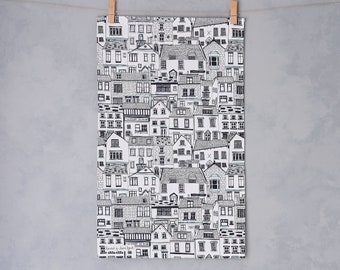 Houses Illustration Tea Towel
