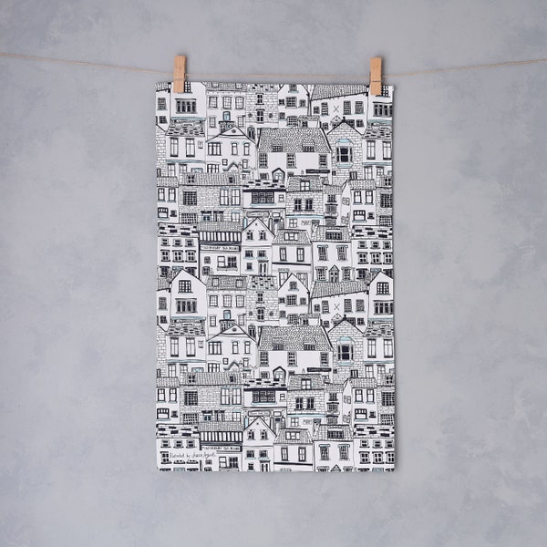 Houses Illustration Tea Towel