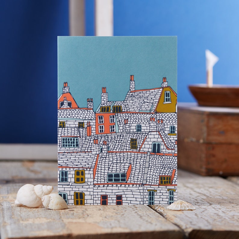 Rooftops Illustration Greeting Card image 1