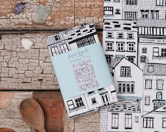 Houses Illustration Tea Towel