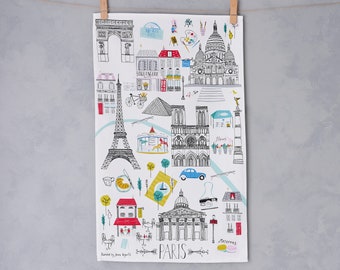 Paris Landmarks Tea Towel