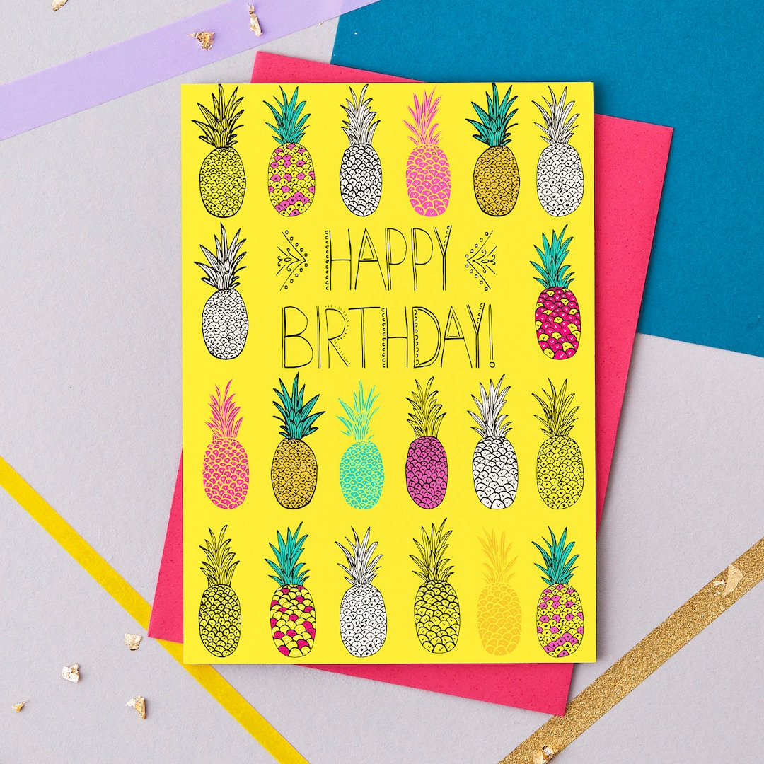 Pineapple Birthday Card - Etsy