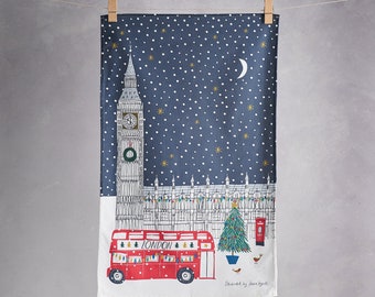 Christmas Themed Big Ben London Tea Towel