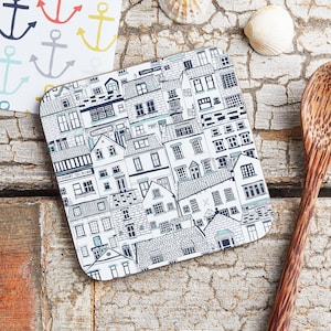 Coastal Cottages Illustrated Coaster