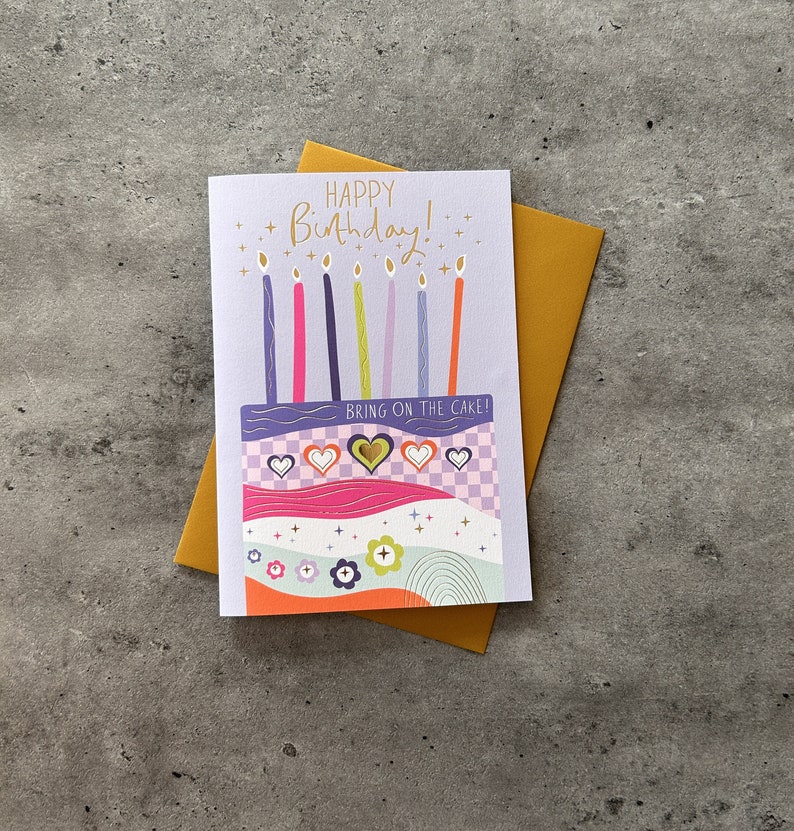 Retro Birthday Cake Greetings Card image 1