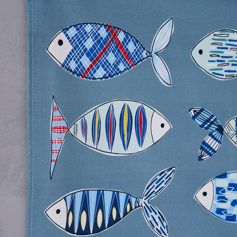 Fish Illustration Cotton Tea Towel image 3