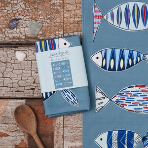 Fish Illustration Cotton Tea Towel image 4