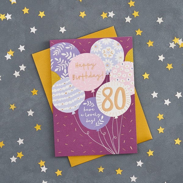 80th Birthday Balloon Card