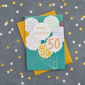50e verjaardag ballonkaart afbeelding 1