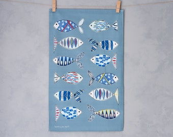 Fish Illustration Cotton Tea Towel