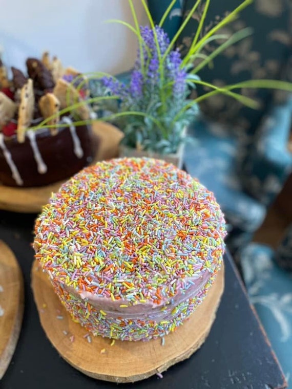 Vegan double vanilla light pink rainbow sprinkles   8”!