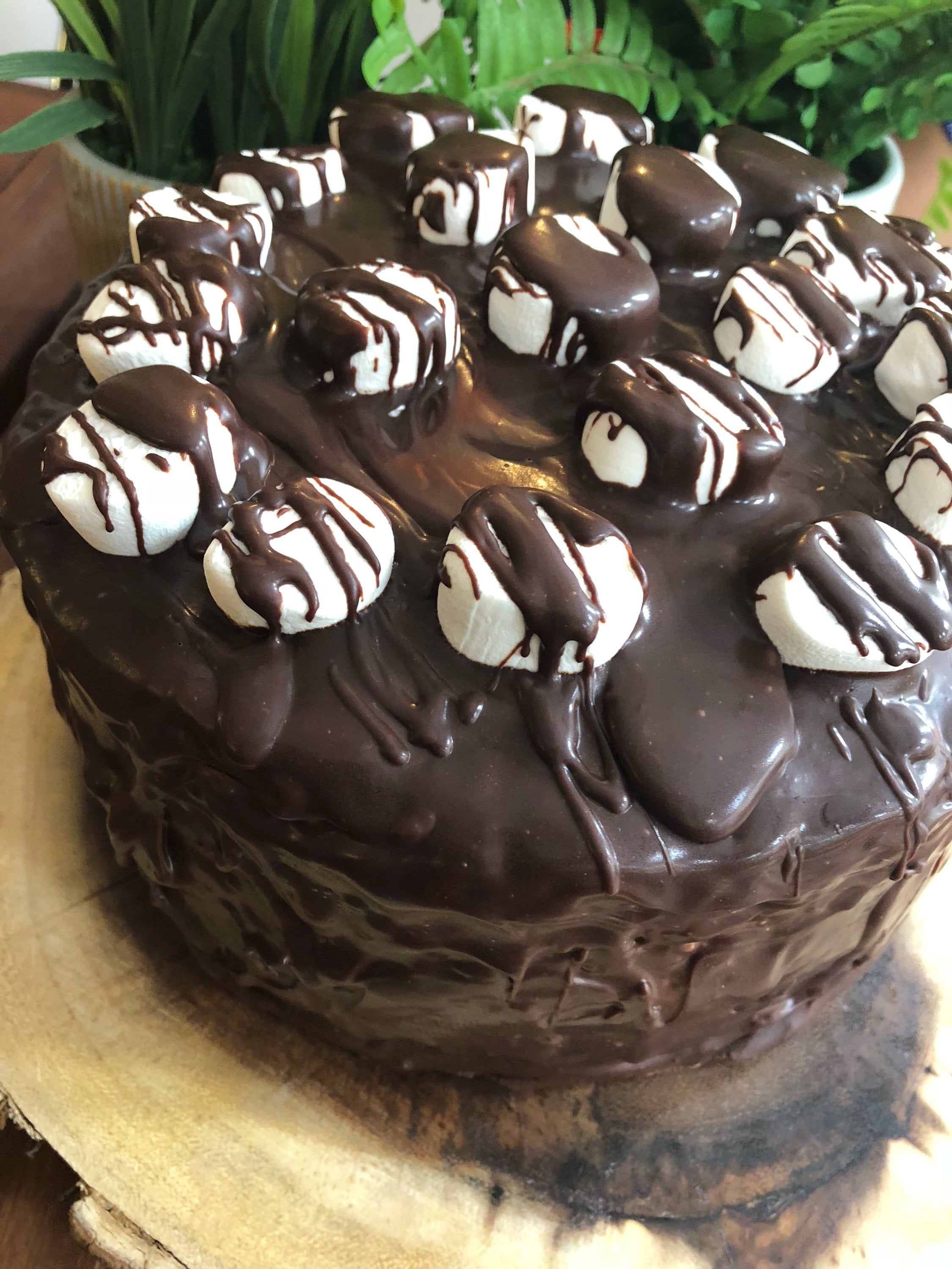 Vegan double chocolate vanilla marshmallow birthday cake 8