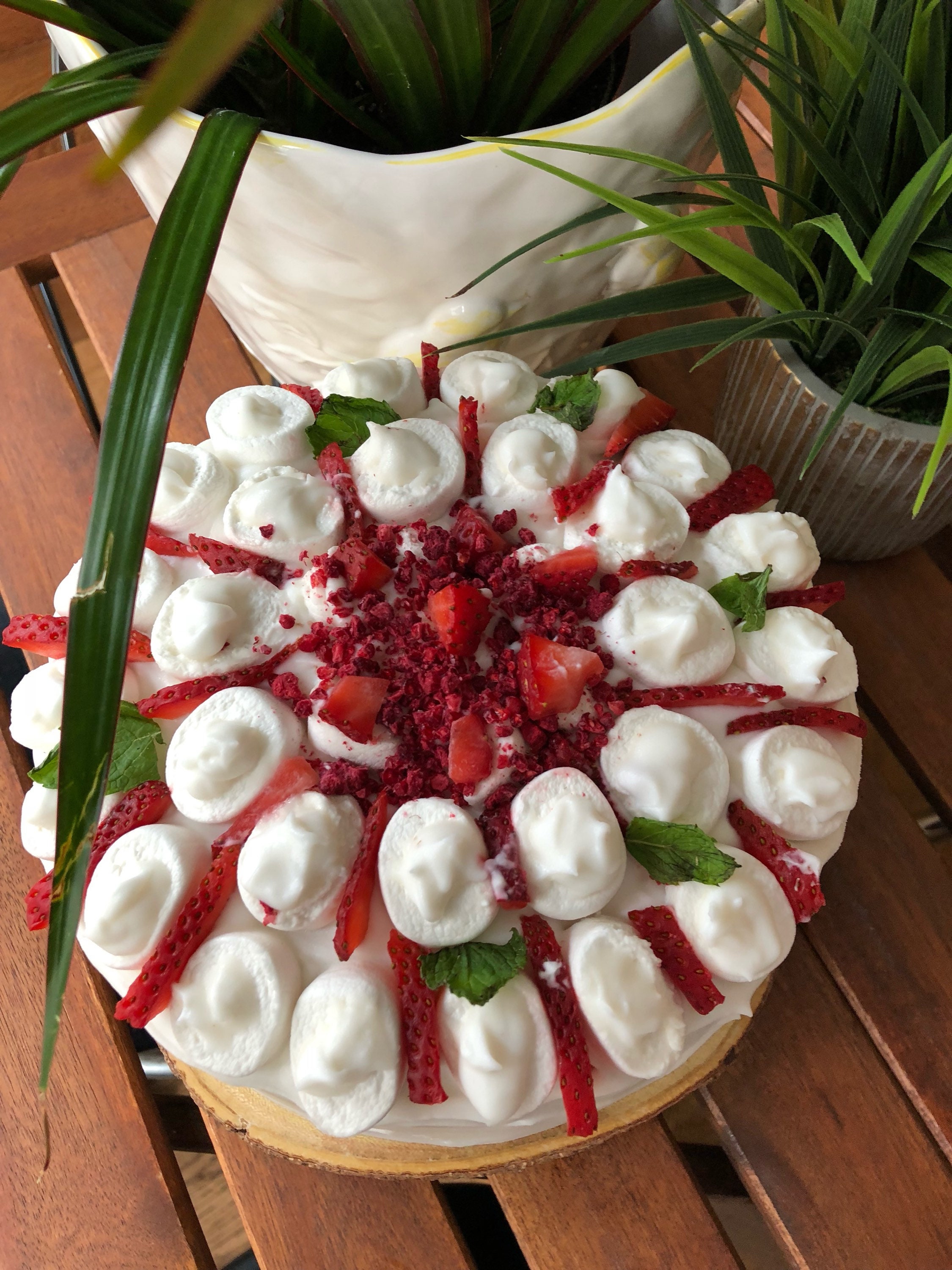 Vegan Vanilla strawberry marshmallow Cake 8