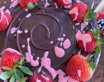 Vegan Gluten Free Vanilla Chocolate pink strawberry  cheesecake  8"