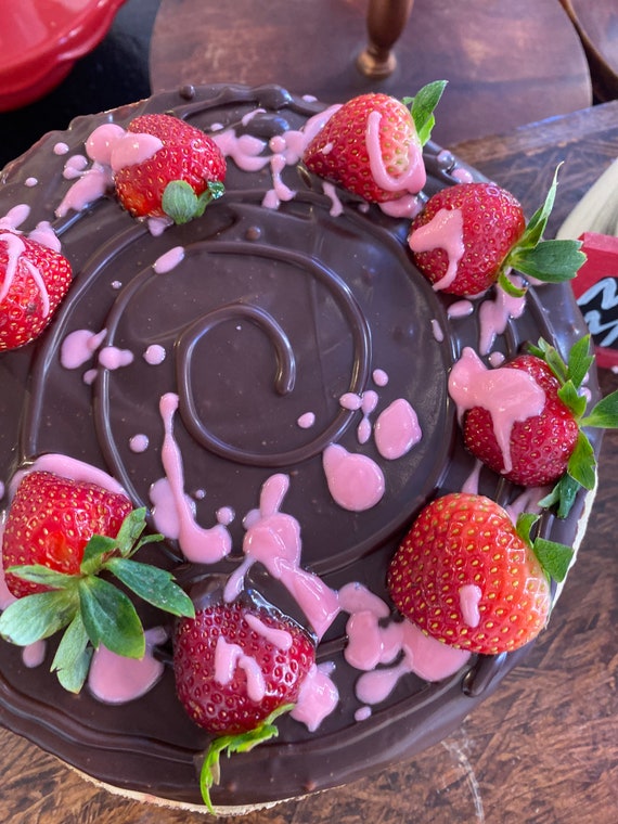 Vegan Gluten Free Vanilla Chocolate pink strawberry  cheesecake  8"