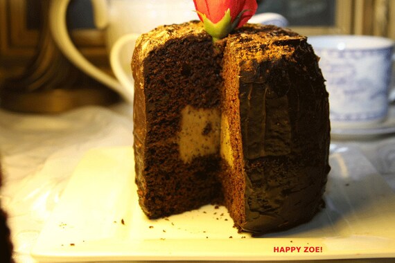 Vegan Mini Mocha Chocolate Vanilla birthday cake.