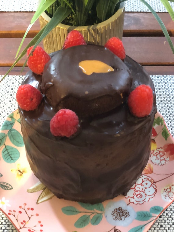Vegan Gluten Free Double chocolate peanut butter raspberry  birthday cake 5”