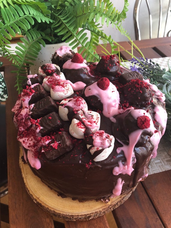 Vegan Gluten Free Chocolate Vanilla Crazy Pink Raspberry   birthday cake 8"