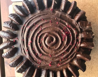 8' Vegan Dark Chocolate Mocha Raspberry   cake!