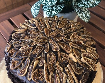 Vegan Chocolate Vanilla Fig cake 8"