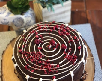 Vegan vanilla chocolate raspberry  cake 8" birthday cake!