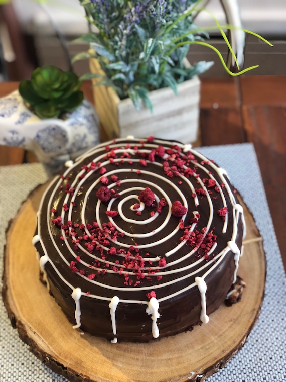 Vegan vanilla chocolate raspberry  cake 8" birthday cake!