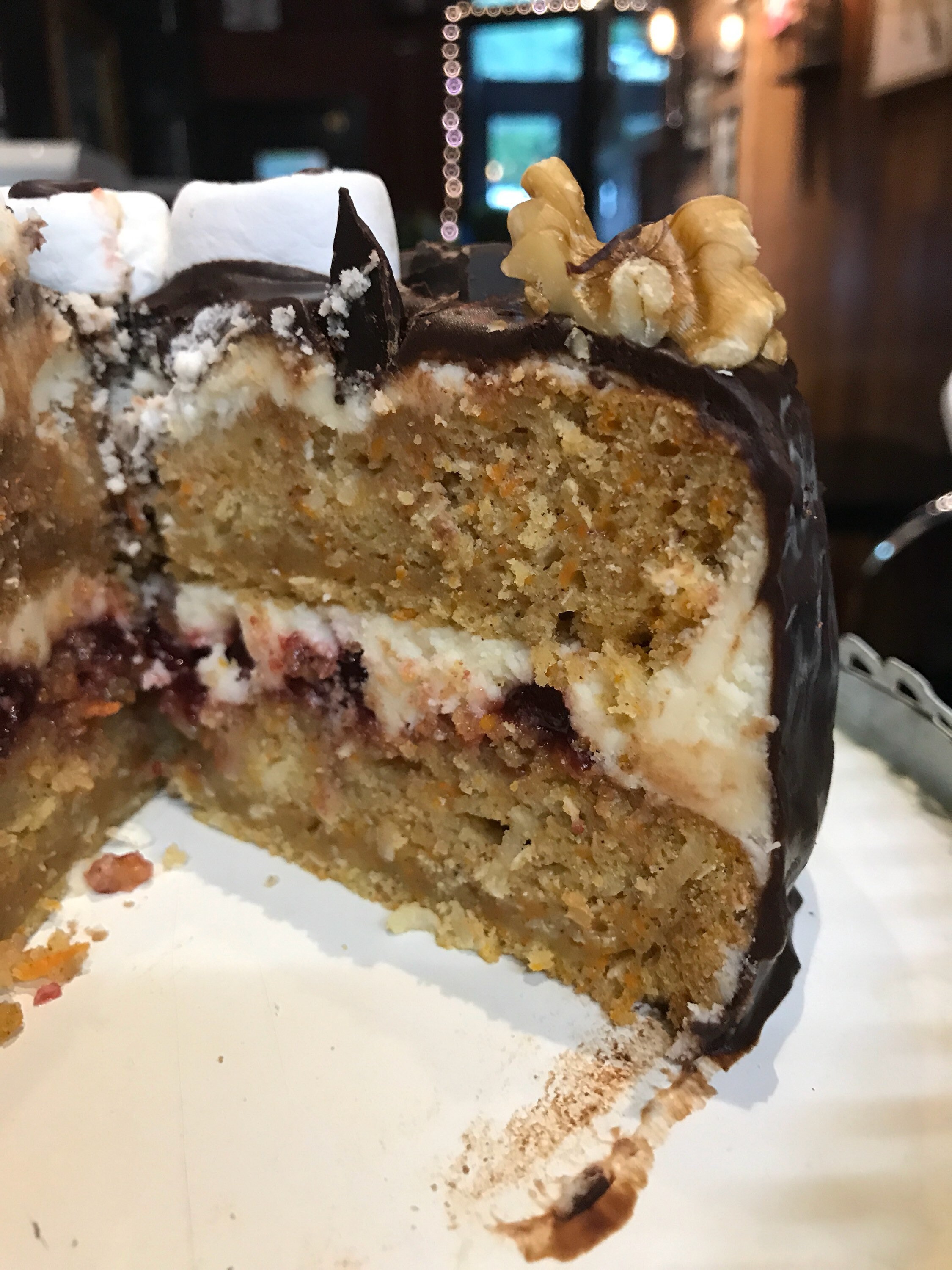 Vegan Carrot walnut coconut dark chocolate cake 8''