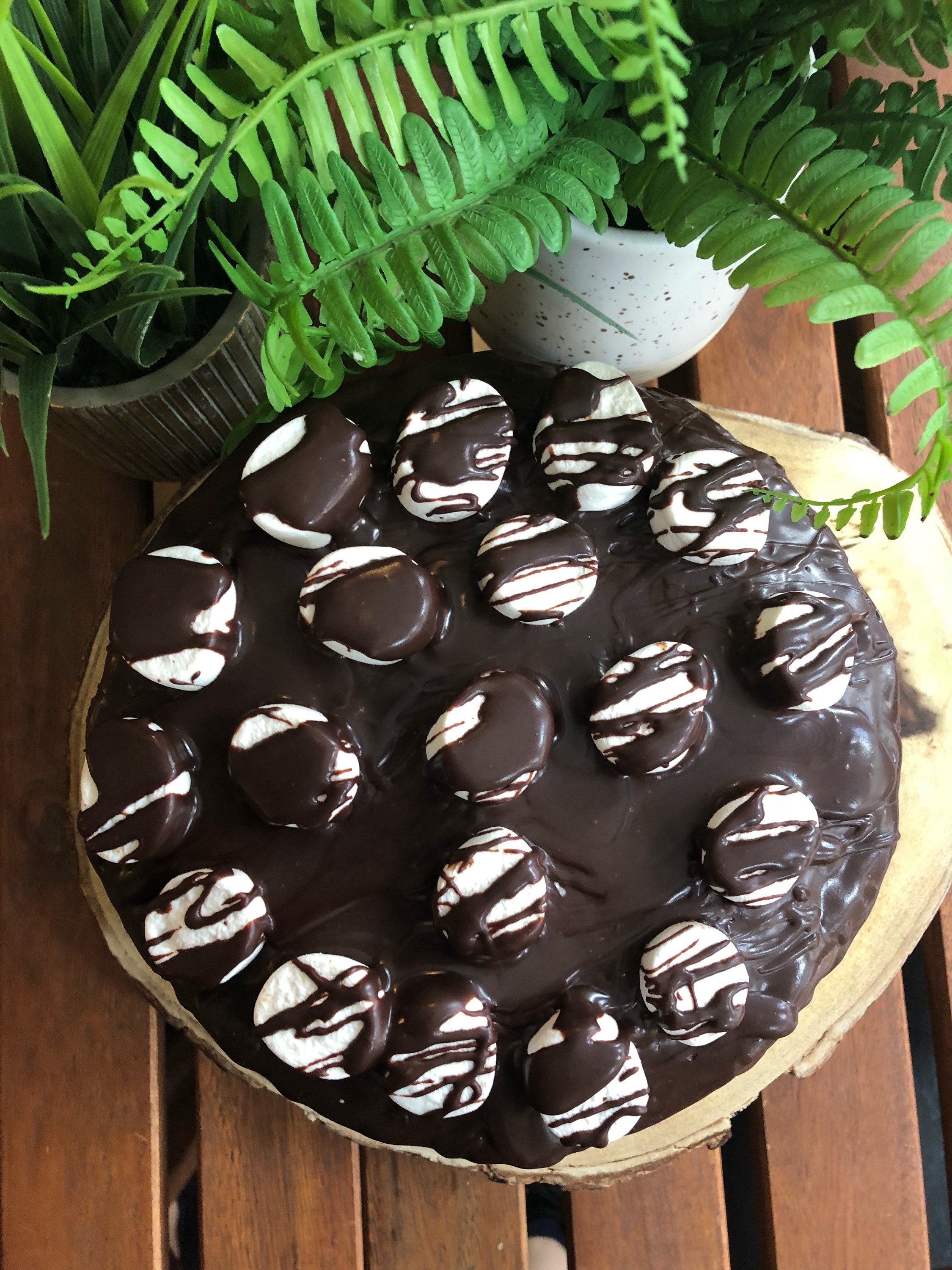 Vegan double chocolate vanilla marshmallow birthday cake 8