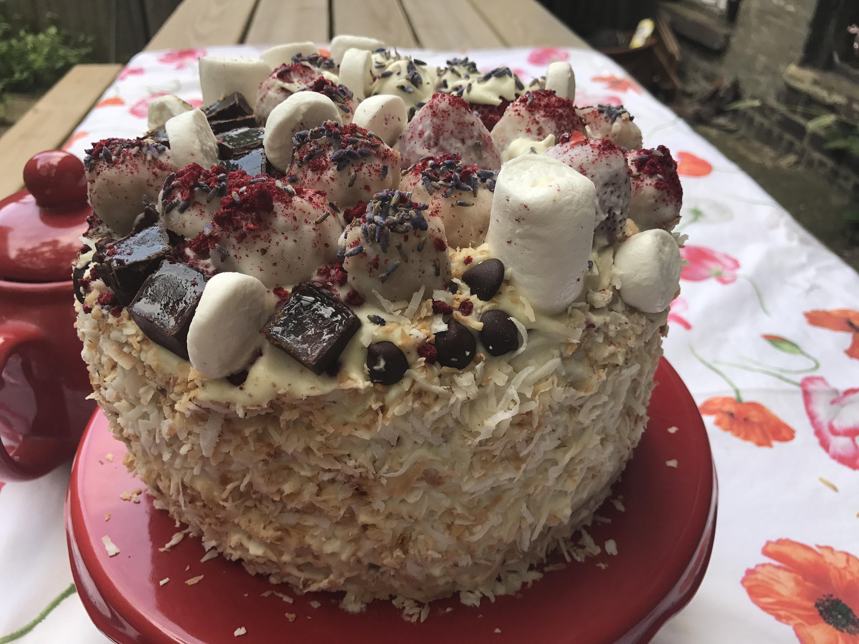 Vegan Silly Vanilla Coconut Marshmallow Raspberry Birthday Cake Plus Chocolate Fruit Jellies No Eggs No Dairy