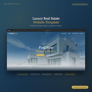 Luxury Real Estate Website Template | HTML CSS JS | Agent Realtor Site (Digital Download)
