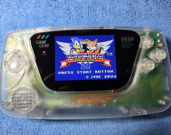 Sega Game Gear Clear shell, New Larger LCD, USB-C, Rechargeable Battery kit