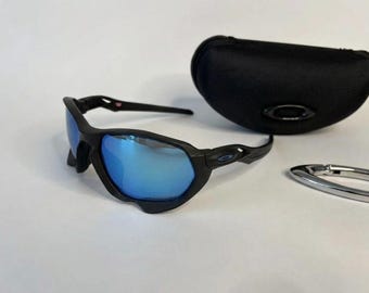Vintage Oakley Eye Jacket Wrap Blue Iridium Polarized Y2K Sport Sunglasses Cycling Fishing USA Style