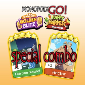 Monopoly Go GOLDEN BLITZ STICKER Extraterrestrial & Hector