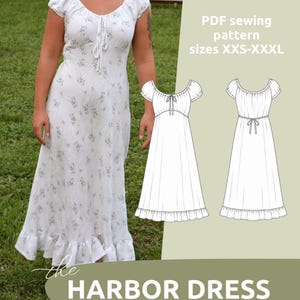 Havenjurk PDF naaipatroon | Cottagecore midi-jurk (maten XXS-XXXL)