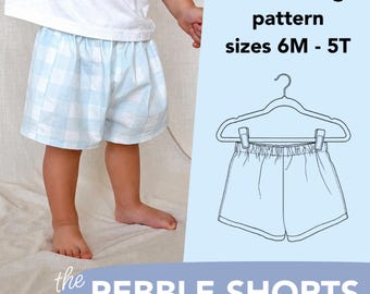 Kids Shorts Sewing Pattern | Kids Elastic Waist Sizes 6M-5T (PDF Download)