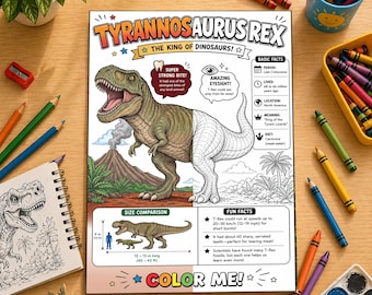 Dinosaurs Coloring Book for Kids, Educational Learning Workbook (Ages 4-8)