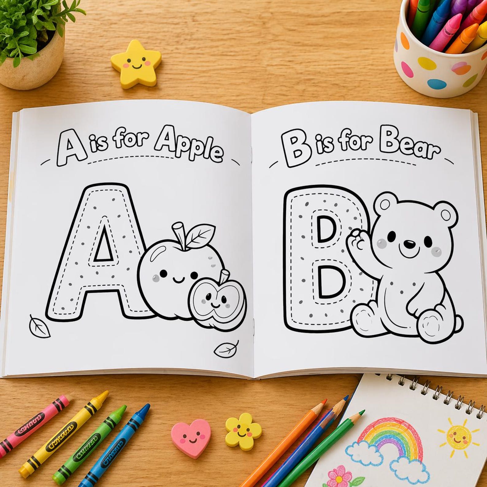 ABC Coloring Book for Kids, Alphabet Learning Activity Coloring Pages ...
