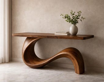 Mesa consola Japandi Curve de madera maciza
