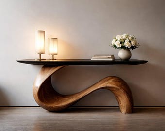 Mesa consola escultural estilo Japandi - Mesa de entrada moderna y orgánica