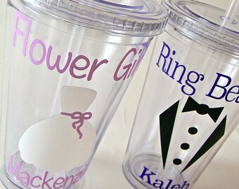 Ring Bearer or Flower Girl Personalized Gift, Flower Girl Present, Ring Security Tumbler, Wedding Party Favor, Flower Girl Gifts,Wedding Cup