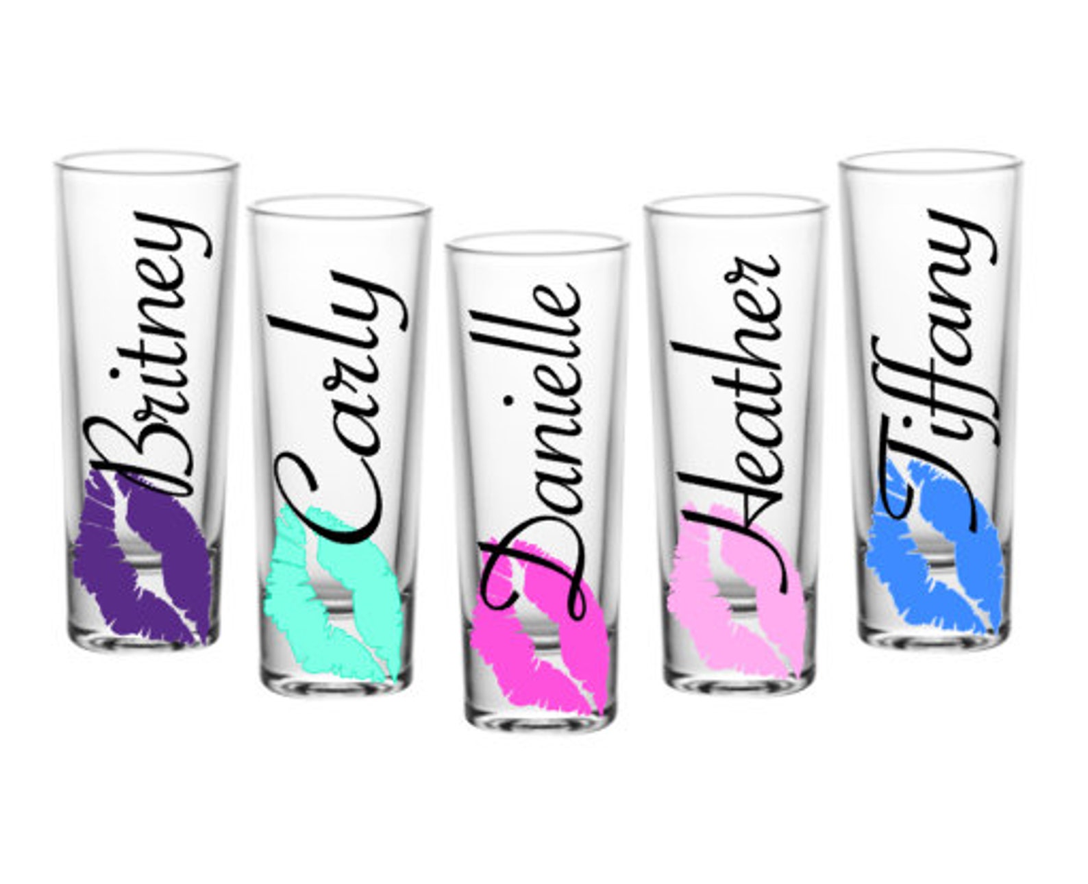 Bachelorette Party Shot Glasses Personalized Shot Glass Lips Etsy