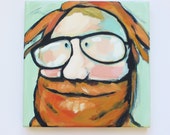 Original painting. Portrait of man with glasses and red beard