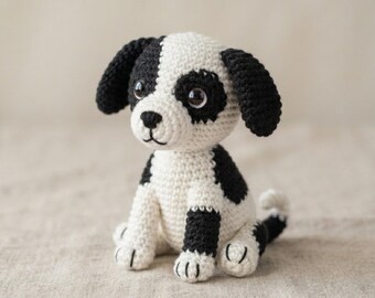 Beginner Crochet Puppy Amigurumi Pattern, Spotted Dog Toy (Digital Download)
