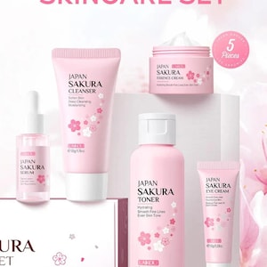 LAIKOU Sakura Skin Care Sets Facial Cleanser Eye Creams Face Cream Serum Lotion Toner Brightening Moisturizing Face Care Kit Nova Trendz