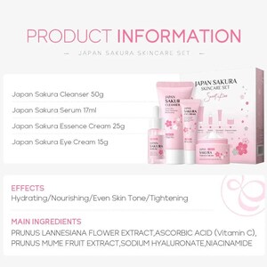 LAIKOU Sakura Skin Care Sets Facial Cleanser Eye Creams Face Cream Serum Lotion Toner Brightening Moisturizing Face Care Kit Nova Trendz