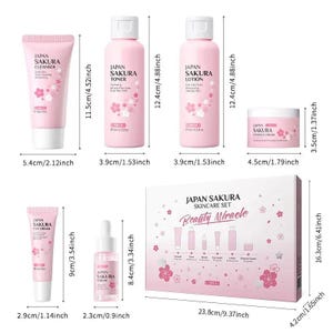 LAIKOU Sakura Skin Care Sets Facial Cleanser Eye Creams Face Cream Serum Lotion Toner Brightening Moisturizing Face Care Kit Nova Trendz